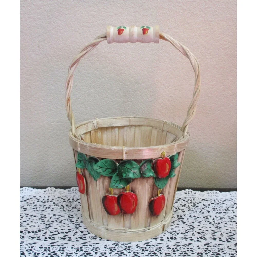 Apple Decorated Handled Basket Made in the Philippines